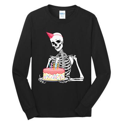 Halloween Birthday Outfit Skeleton Birthday Party Tall Long Sleeve T-Shirt