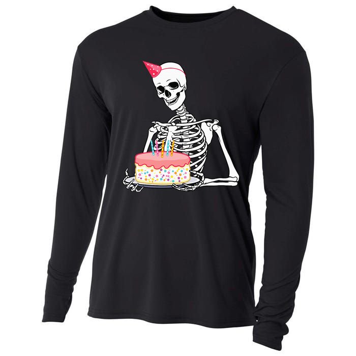 Halloween Birthday Outfit Skeleton Birthday Party Cooling Performance Long Sleeve Crew