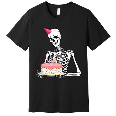 Halloween Birthday Outfit Skeleton Birthday Party Premium T-Shirt