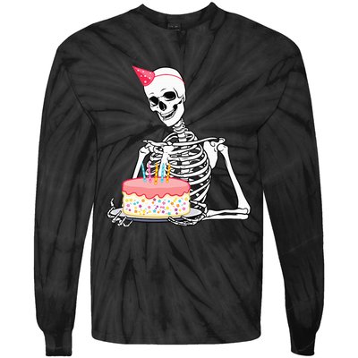 Halloween Birthday Outfit Skeleton Birthday Party Tie-Dye Long Sleeve Shirt