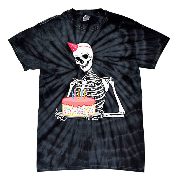 Halloween Birthday Outfit Skeleton Birthday Party Tie-Dye T-Shirt