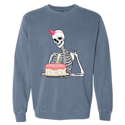 Halloween Birthday Outfit Skeleton Birthday Party Garment-Dyed Sweatshirt