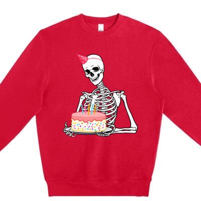 Halloween Birthday Outfit Skeleton Birthday Party Premium Crewneck Sweatshirt