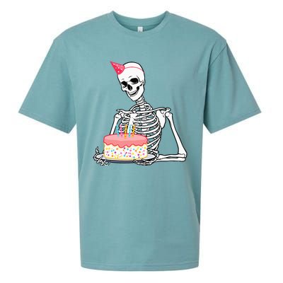 Halloween Birthday Outfit Skeleton Birthday Party Sueded Cloud Jersey T-Shirt