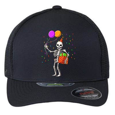 Halloween Birthday Party Outfit Skeleton Birthday Party Flexfit Unipanel Trucker Cap