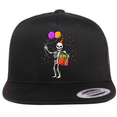 Halloween Birthday Party Outfit Skeleton Birthday Party Flat Bill Trucker Hat