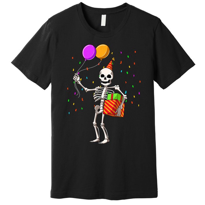 Halloween Birthday Party Outfit Skeleton Birthday Party Premium T-Shirt