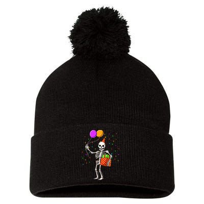 Halloween Birthday Party Outfit Skeleton Birthday Party Pom Pom 12in Knit Beanie