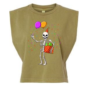 Halloween Birthday Party Outfit Skeleton Birthday Party Garment-Dyed Women's Muscle Tee