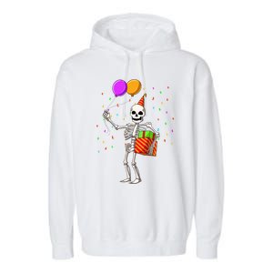 Halloween Birthday Party Outfit Skeleton Birthday Party Garment-Dyed Fleece Hoodie