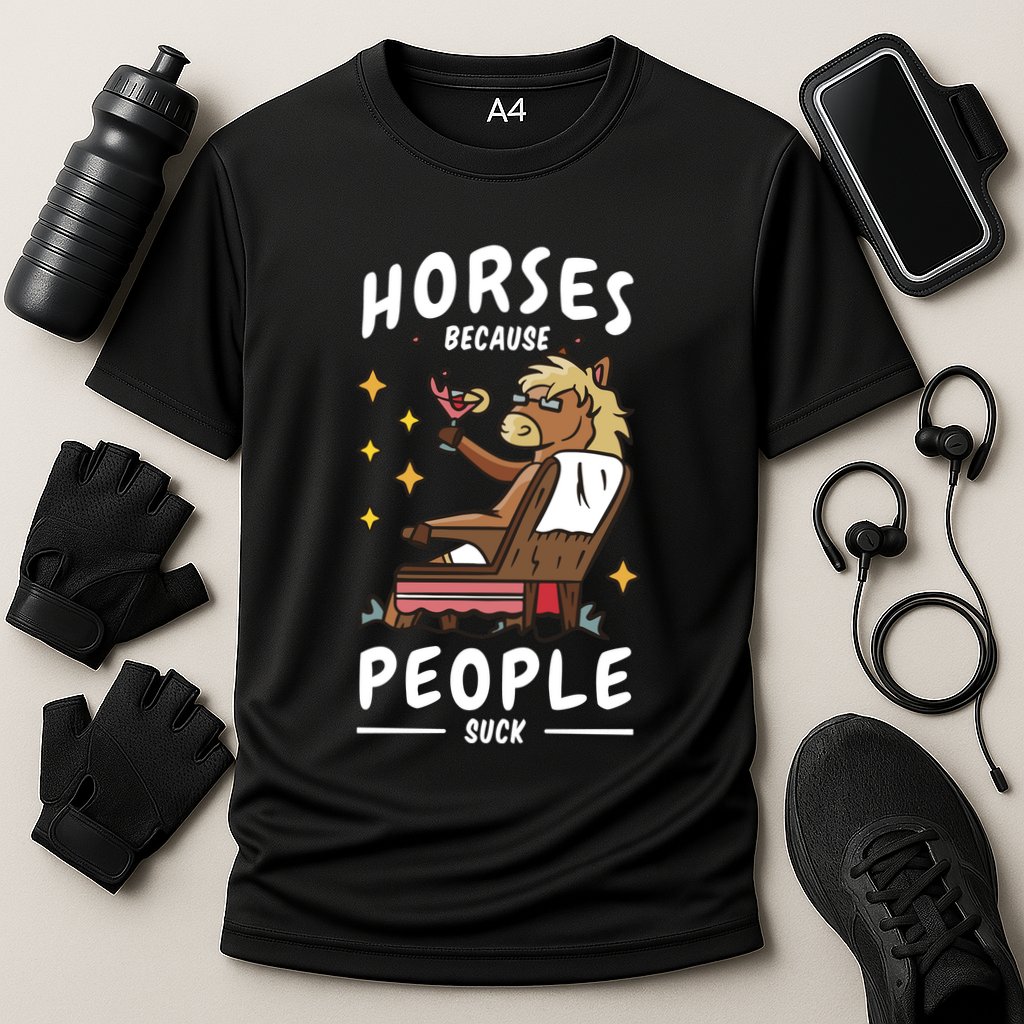 Horses Because People Suck Cooling Performance Crew T-Shirt