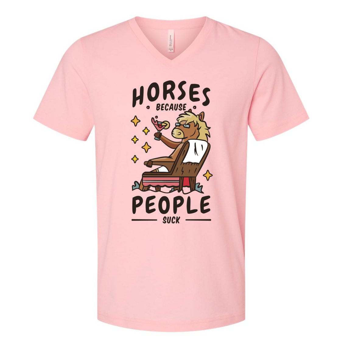 Horses Because People Suck V-Neck T-Shirt