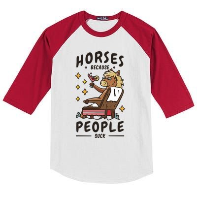 Horses Because People Suck Kids Colorblock Raglan Jersey