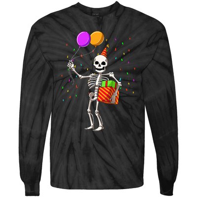 Halloween Birthday Party Outfit Skeleton Birthday Party Tie-Dye Long Sleeve Shirt