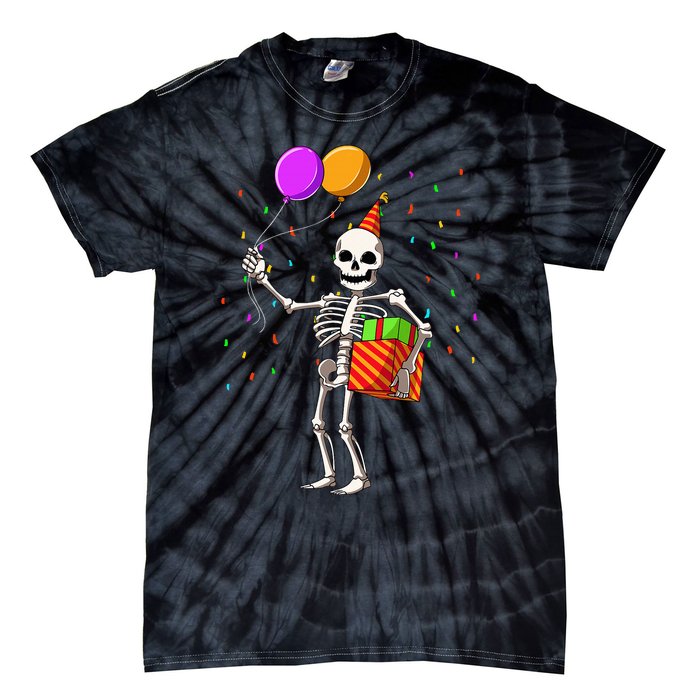 Halloween Birthday Party Outfit Skeleton Birthday Party Tie-Dye T-Shirt