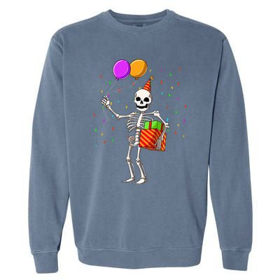 Halloween Birthday Party Outfit Skeleton Birthday Party Garment-Dyed Sweatshirt