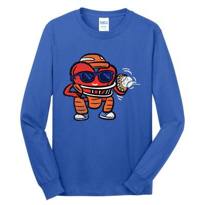 Heart Baseball Player Catcher Valentines Tall Long Sleeve T-Shirt