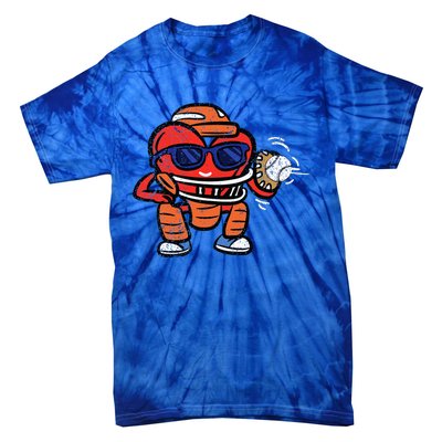 Heart Baseball Player Catcher Valentines Tie-Dye T-Shirt