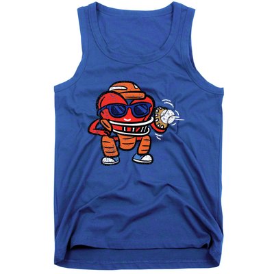 Heart Baseball Player Catcher Valentines Tank Top