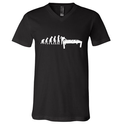 Human Billiards Player Evolution Funny 8 Ball Pool Cue Stick Gift V-Neck T-Shirt