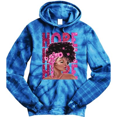 Hope Black Pink Ribbon Sunflower Breast Cancer Warrior Gift Tie Dye Hoodie