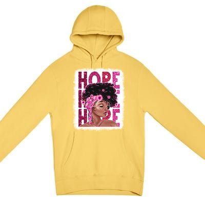 Hope Black Pink Ribbon Sunflower Breast Cancer Warrior Cute Gift Premium Pullover Hoodie