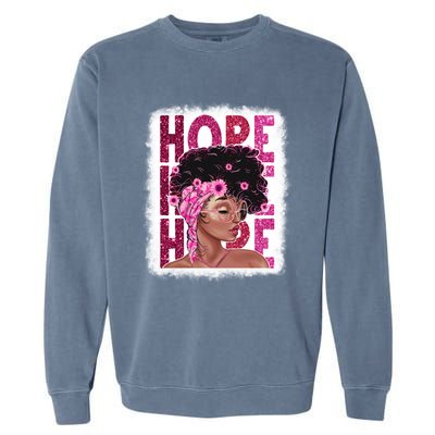 Hope Black Pink Ribbon Sunflower Breast Cancer Warrior Cute Gift Garment-Dyed Sweatshirt