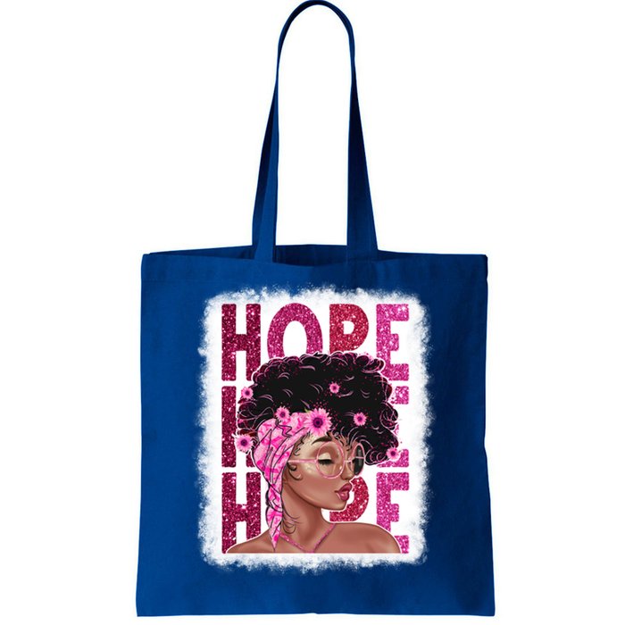 Hope Black Pink Ribbon Sunflower Breast Cancer Warrior Cute Gift Tote Bag