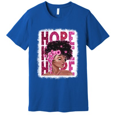 Hope Black Pink Ribbon Sunflower Breast Cancer Warrior Cute Gift Premium T-Shirt