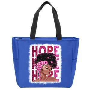 Hope Black Pink Ribbon Sunflower Breast Cancer Warrior Cute Gift Zip Tote Bag