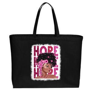 Hope Black Pink Ribbon Sunflower Breast Cancer Warrior Cute Gift Cotton Canvas Jumbo Tote