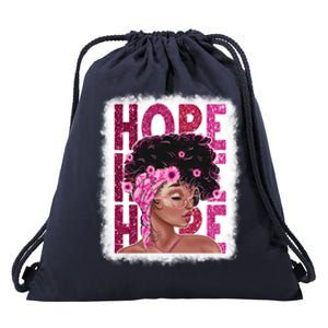 Hope Black Pink Ribbon Sunflower Breast Cancer Warrior Cute Gift Drawstring Bag