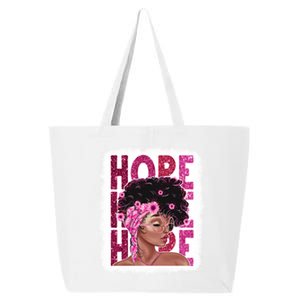 Hope Black Pink Ribbon Sunflower Breast Cancer Warrior Cute Gift 25L Jumbo Tote