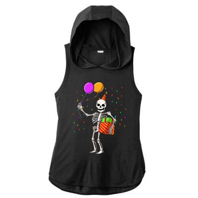 Halloween Birthday Party Outfit Skeleton Birthday Party Ladies PosiCharge Tri-Blend Wicking Draft Hoodie Tank