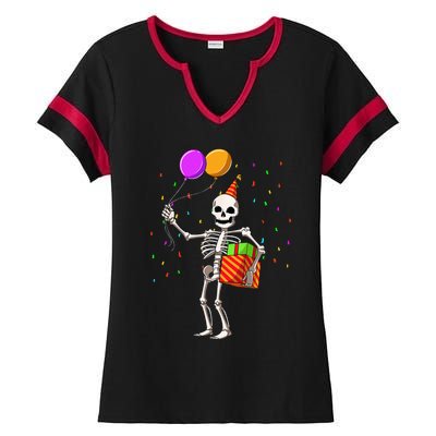 Halloween Birthday Party Outfit Skeleton Birthday Party Ladies Halftime Notch Neck Tee