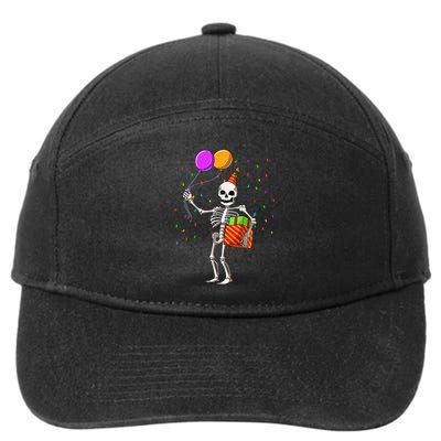 Halloween Birthday Party Outfit Skeleton Birthday Party 7-Panel Snapback Hat