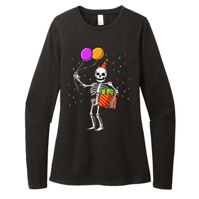 Halloween Birthday Party Outfit Skeleton Birthday Party Womens CVC Long Sleeve Shirt