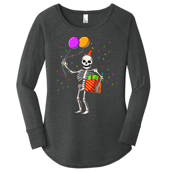 Halloween Birthday Party Outfit Skeleton Birthday Party Women's Perfect Tri Tunic Long Sleeve Shirt