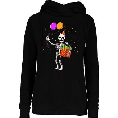 Halloween Birthday Party Outfit Skeleton Birthday Party Womens Funnel Neck Pullover Hood