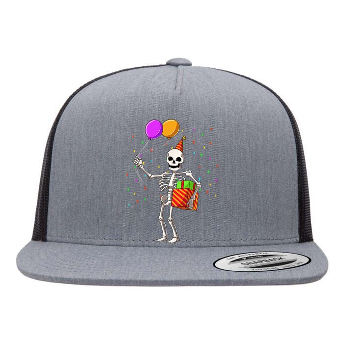 Halloween Birthday Party Outfit Skeleton Birthday Party Flat Bill Trucker Hat