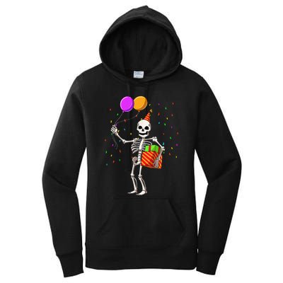 Halloween Birthday Party Outfit Skeleton Birthday Party Women's Pullover Hoodie