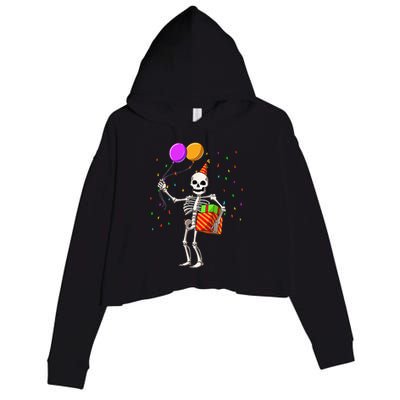 Halloween Birthday Party Outfit Skeleton Birthday Party Crop Fleece Hoodie