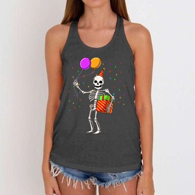 Halloween Birthday Party Outfit Skeleton Birthday Party Women's Knotted Racerback Tank