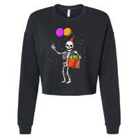 Halloween Birthday Party Outfit Skeleton Birthday Party Cropped Pullover Crew