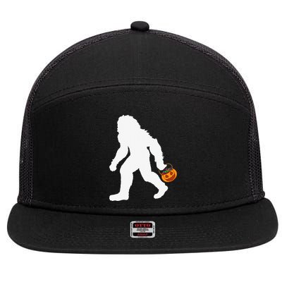 Halloween Bigfoot Pumpkin Apparel Fun Sasquatch 7 Panel Mesh Trucker Snapback Hat