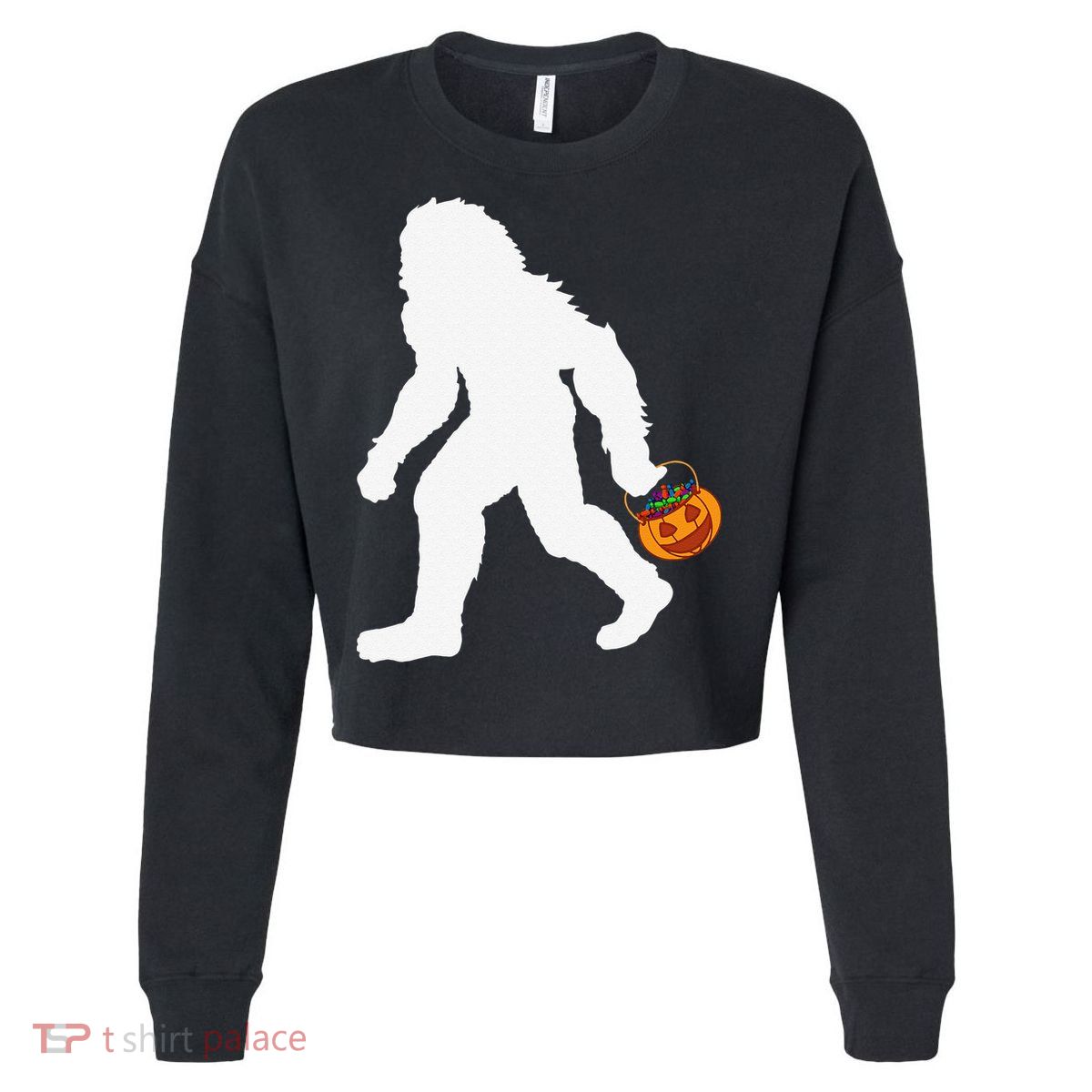 Halloween Bigfoot Pumpkin Apparel Fun Sasquatch Cropped Pullover Crew