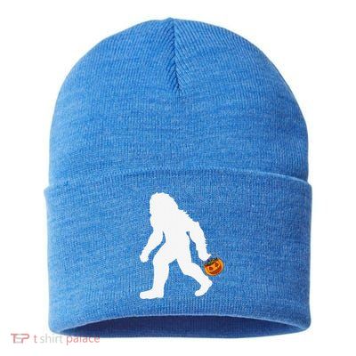 Halloween Bigfoot Pumpkin Apparel Fun Sasquatch Sustainable Knit Beanie