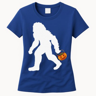 Halloween Bigfoot Pumpkin Apparel Fun Sasquatch Womens T-Shirt