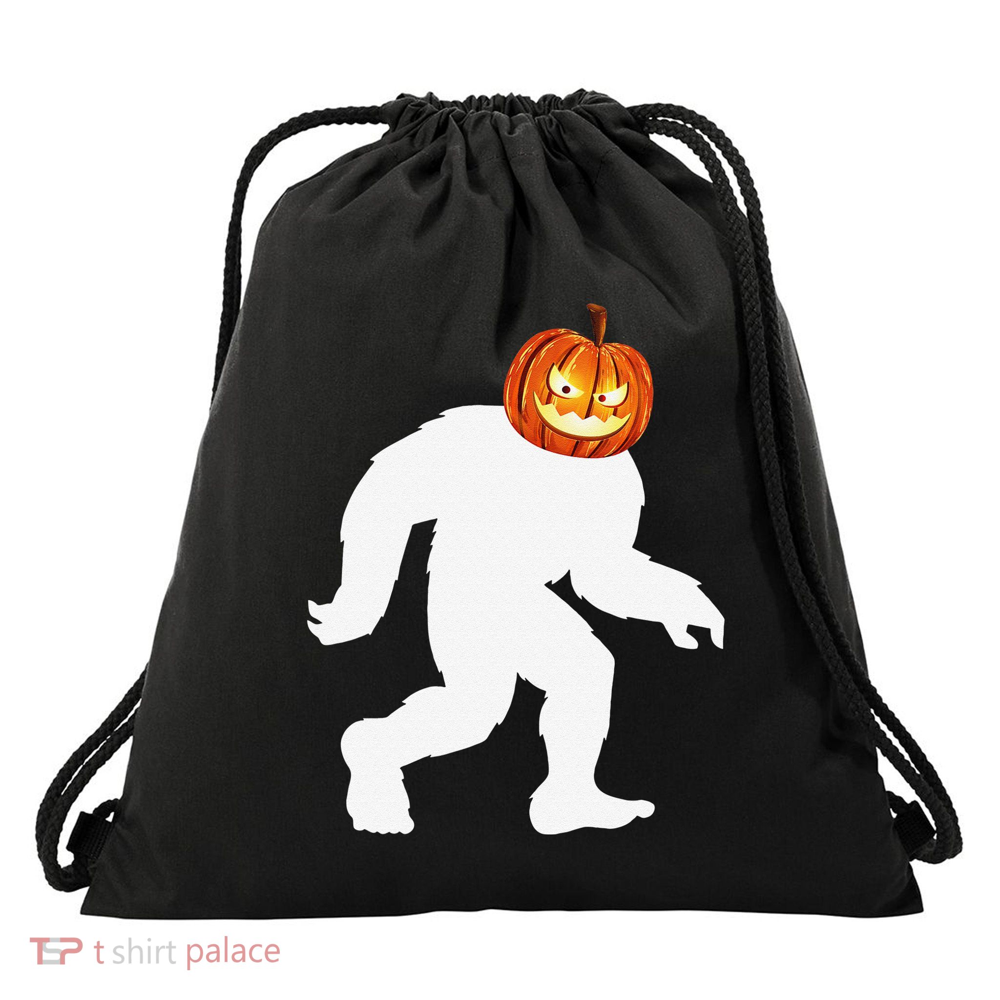 Halloween Bigfoot Pumpkin Head Sasquatch Drawstring Bag