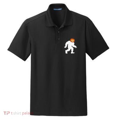 Halloween Bigfoot Pumpkin Head Sasquatch Dry Zone Grid Polo